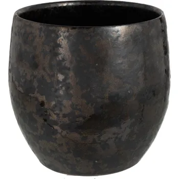 Květináč Kouřovo-stříbrný antik keramický květináč Smokey - Ø 23*21cm