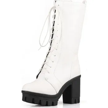 Dámské kozačky Stylové kozačky na vysokém podpatku GoodDayGirl Fashion Barva: Bílá, Velikost: 37