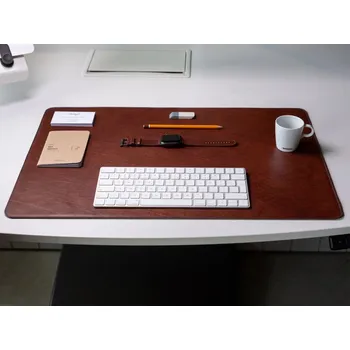 Kožená podložka na stůl tmavě hnědá 60 x 40 cm