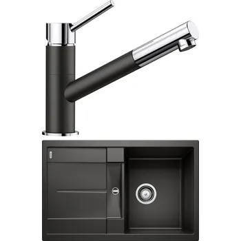 Granitový dřez Set Blanco 09-D 25 (dřez Metra 45 S Černá + baterie Kano-S Černá)