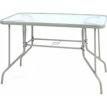 Zahradní stůl Zahradní stůl obdélníkový se skleněnou horní deskou, šedý, 110x60 cm