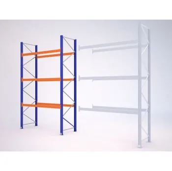 Dílenský regál Paletový regál, základní, 462,6 x 270 x 110 cm, 9 000 kg, zem + 3 patra, modrý