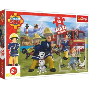 Trefl Puzzle maxi 15 dílků Požárník Sam - Tým v akci 60x40cm v krabici 40x27x5cm 24m+
