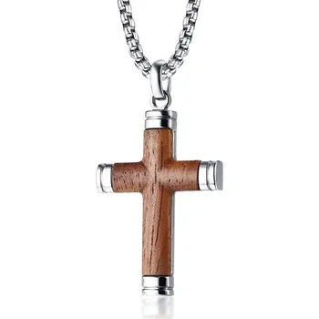 Přívěsek Přívěskynakrk.cz Pánský náhrdelník ocel a palisandr