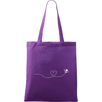 Dráha letu včely - srdce - Taška bavlněná - 42 x 38 cm ( Fialová )