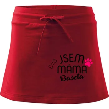 Dámská sukně Jsem máma Baseta - Sportovní sukně - two in one - L ( Červená )