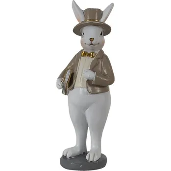 Bytová dekorace Dekorace králík v saku s knihou - 5*5*15 cm