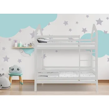 Dětsný nábytek ELIS DESIGN Domečková postel patrová s volitelnou zábranou šedá rozměr lůžka: 80 x 160 cm, šuplík, nožičky: s nožičkami, bez šuplíku, Zábrany: Žádná
