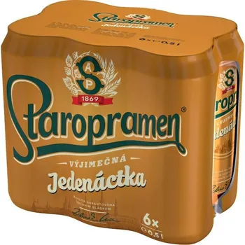 Pivo Recenze Staropramen Jedenáctka 11° 6x 0,5 l plech