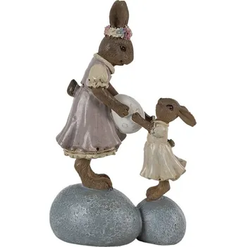 Bytová dekorace Dekorace králíčci na kamenech držící vajíčko - 10*6*17 cm