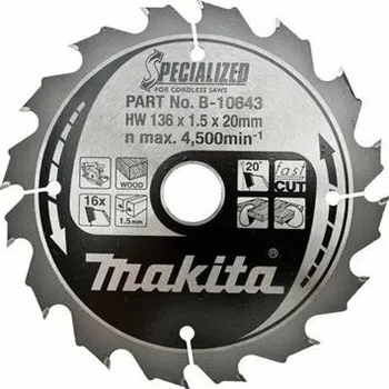 Zahradní technika Makita pílový kotúč 136mm, 16z B-10643