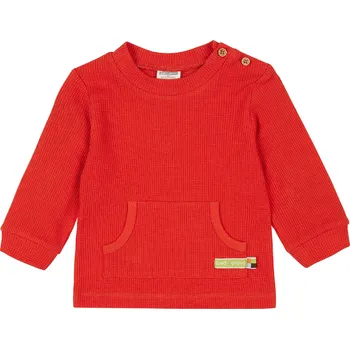 Dětské triko s dlouhým rukávem Klokaní kapsa tmavě oranžová loud + proud Velikost: 62/68