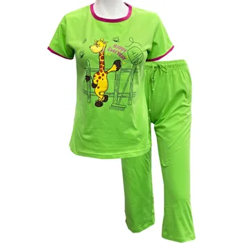 Dámské noční prádlo C-Lemon Pyžamo dámské 3/4 kalhoty Clemon AH26-626 Barva: Zelená, Velikost: XL