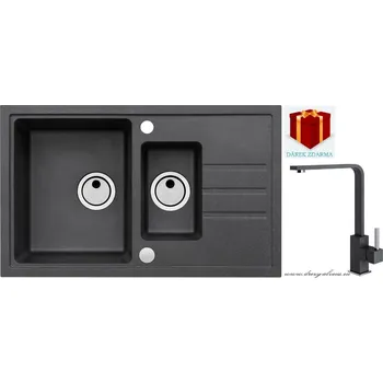Granitový dřez Alveus SET dřez Intermezzo 70 + Afra - 91 black + dárek (příborník, podložka na sušení nádobí nebo tekutý čistič)