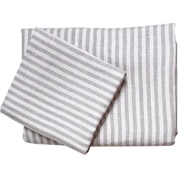 Povlečení Snový svět Lněné povlečení PRUHY bílé - 100% LEN Zapínání povlečení: Vázání