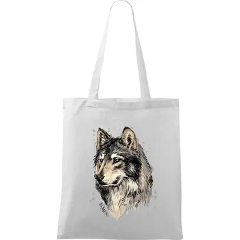 Nákupní taška Hlava vlka kreslená - Taška bavlněná - 42 x 38 cm ( Bílá )