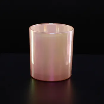 Svícen Svícen sklo pr.10 V12,3cm růžová perleť