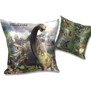 Polštář Carmani® Carmani - Polštář s výplní a zipem, Prehistorický svět Dinosaurů VIII - 49,5*49,5 cm