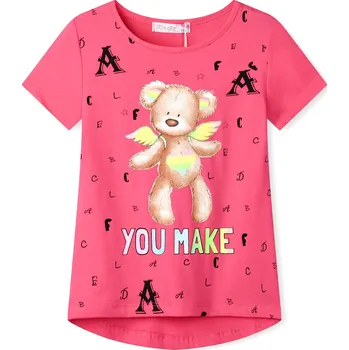 Chlapecké tričko Dívčí triko - KUGO HC0727, tmavě růžová Barva: Růžová, Velikost: 110