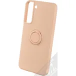 1Mcz Grip Ring B-Skinny ochranný kryt s držákem na prst pro Samsung Galaxy S22 Plus 5G světle růžová (powder pink)