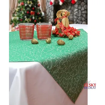 ubrus HEDVA ČESKÝ BROKÁT Ubrus Oluxa 77x77 KRUCÁNKY zelená