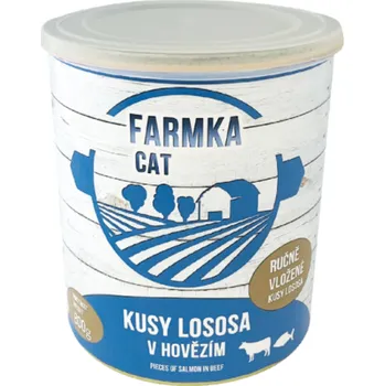 Krmivo pro kočku FARMKA CAT kusy lososa v hovězím 400g