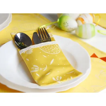 Kravata HEDVA ČESKÝ BROKÁT Kapsa na příbory Odaska set 2 ks sněženka žlutá