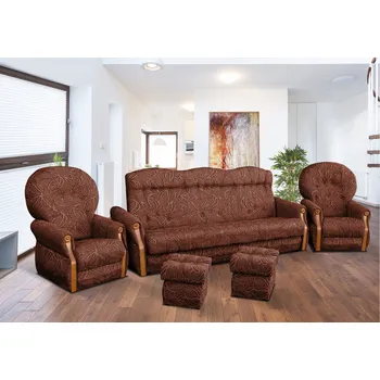 Sedací souprava Sedací souprava PALERMA 3 + 1 + 1 + taburety světle hnědá