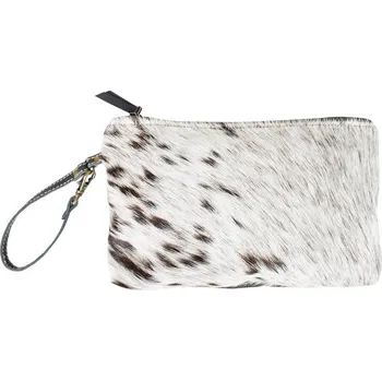 Kabelka Toaletní taška z hovězí kůže bílo / černá - 28*19cm