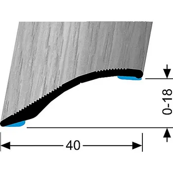 přechodová lišta Přechodový profil 40 mm, oblý (samolepící) | nivelace 0 - 18 mm | Küberit 247 H/SK Dub country H34