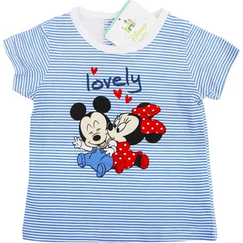 Dívčí tričko Minnie Mouse dětské modré pruhované tričko Lovely Velikost: 74