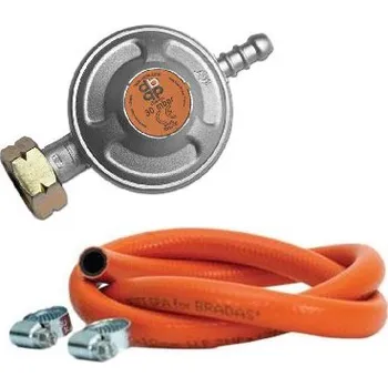 Plynová hadice Bradas Plynový PB regulátor 30mbar - set, 80cm hadice, spony 10-16mm