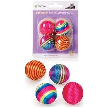 Hračka pro kočku Hračka kočka Míček Zorby duhové 4ks