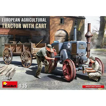 Plastikový model Miniart 1/35 European Agricultural Tractor w/ Cart