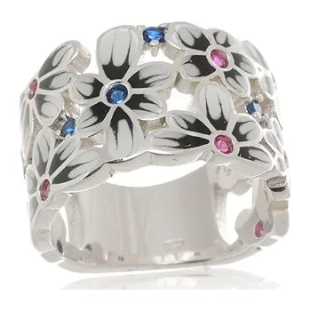 Prsten Luxusní stříbrný prsten zdobený smaltem STRP0396F + dárek zdarma