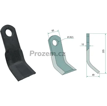 Pracovní nůž Mulčovací Y-nůž pro Berti, 205/10/28,5 mm
