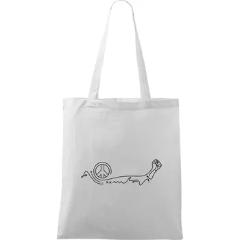 Nákupní taška Pěst a symbol míru - Taška bavlněná - 42 x 38 cm ( Bílá )