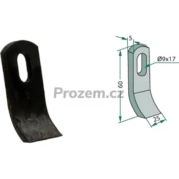 Pracovní nůž Mulčovací nůž pro Rousseau, 525432, 60/5/9x17 mm
