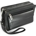 Černá kožená pánská dvouzipová etue Kayla