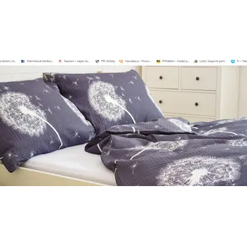 Povlečení Krepové povlečení PAMPELIŠKY ŠEDÉ 70x90/140x200 - klasický rozměr 70x90/140x200