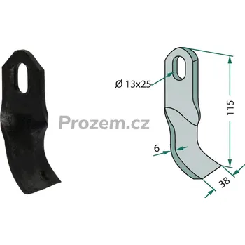 Mulčovací nůž pro Spearhead, 7770715, 115/6/13x25 mm