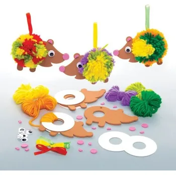 Výtvarná sada Sada k výrobě dekorace ježek - bambulka (3 ks) AW938 -