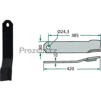 Mulčovací nůž levý pro Humus, 302951, 385/10/24,3 mm