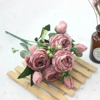 umělá květina Bytová dekorace - kytice umělých pivoněk Barva: Fialová