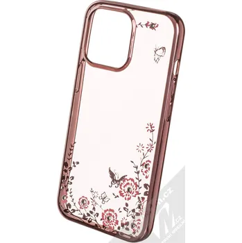 Pouzdro na mobilní telefon 1Mcz Diamond Flower TPU ochranný kryt pro Apple iPhone 13 Pro růžově zlatá (rose gold)