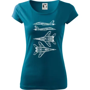 Dámské oblečení Mig 29 Fulcrum - obrys - Dámské triko Pure - S ( Petrolejová )