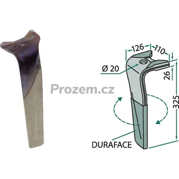 Hrot rotačních bran pravý pro Kuhn, 52597410, -/325 mm, hřeb rotačních bran