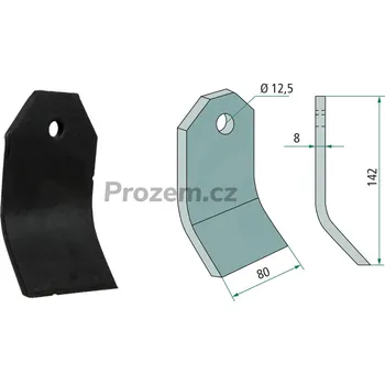 Mulčovací nůž pro OMARV, 142/8/12,5 mm