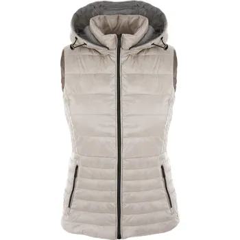 Dámská vesta PROŠÍVANÁ KRÉMOVÁ VESTA S KAPUCÍ Rino Pelle