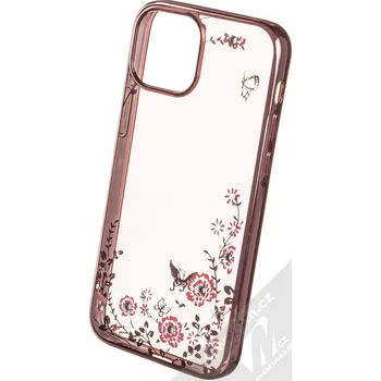 Pouzdro na mobilní telefon 1Mcz Diamond Flower TPU ochranný kryt pro Apple iPhone 13 mini růžově zlatá (rose gold)